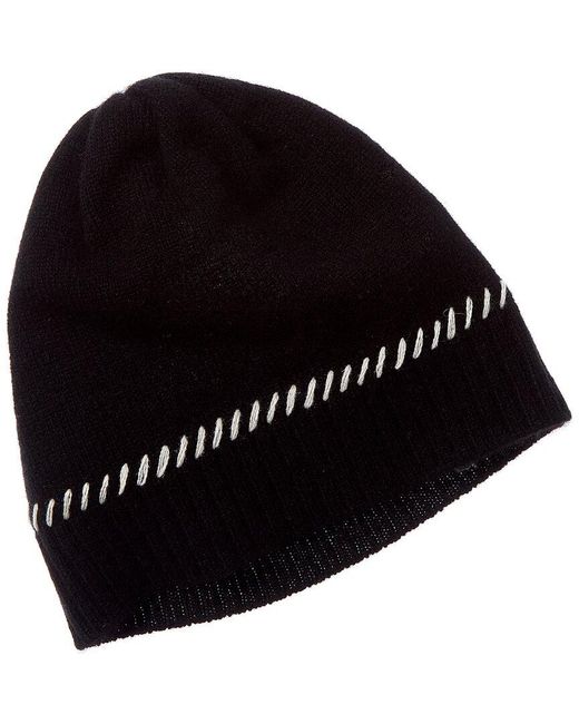 Forte Black Cashmere Contrast Edge Cashmere Hat