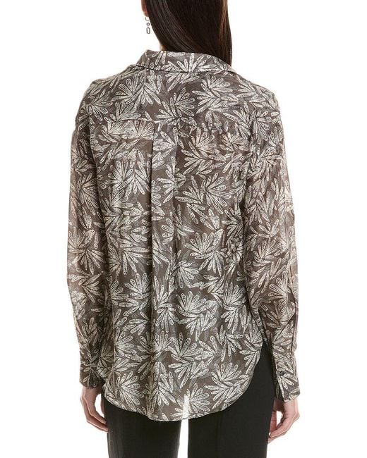 Brunello Cucinelli Gray Silk Blouse