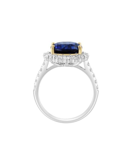 Effy Fine Jewelry Blue 14K 4.77 Ct. Tw. Lab-Grown Diamond & Lab-Grown Sapphire Ring