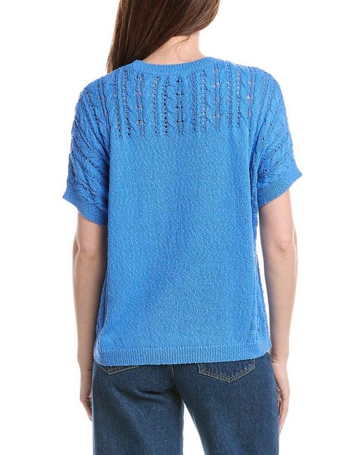 Joseph A Blue Placed Cable Boxy T-Shirt