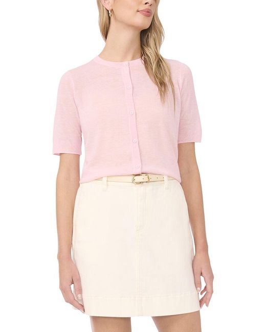 Vince Camuto Pink Sheer Wool-Blend Cardigan