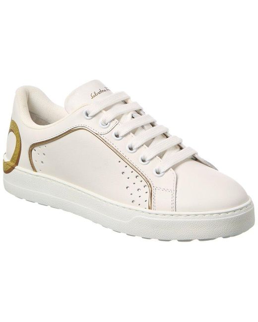 Ferragamo White Manhattan Leather Sneaker