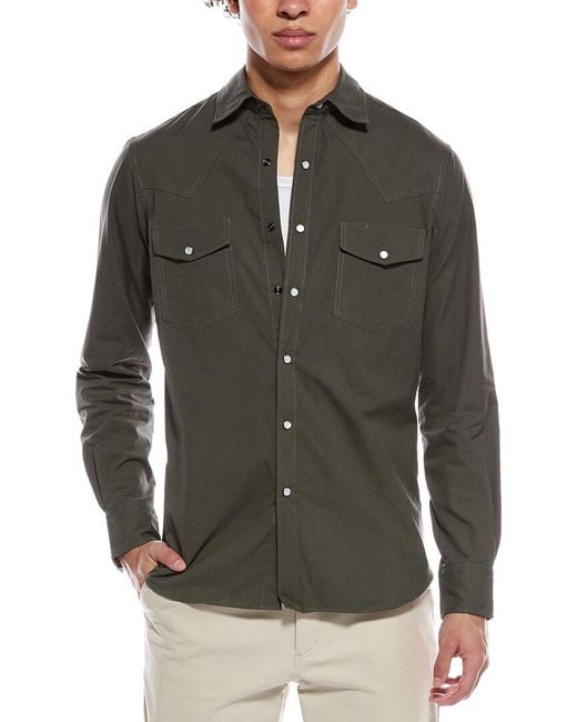 Todd Snyder Gray Hamilton + Twill Dress Western Shirt for men
