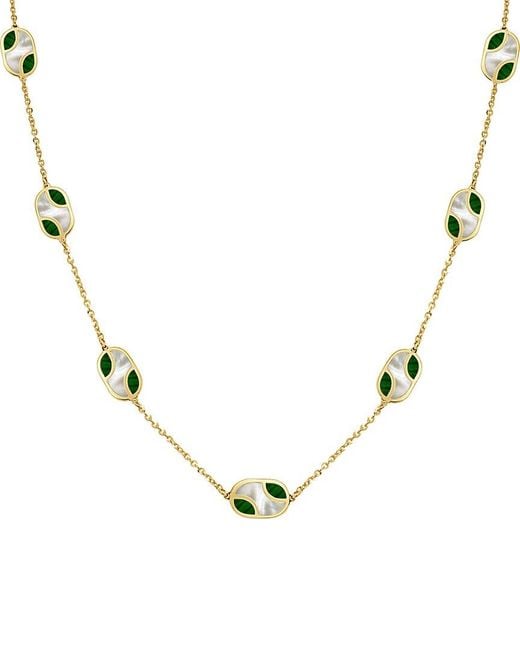 Italian Gold Metallic 14K Gemstone Station Layered Necklace