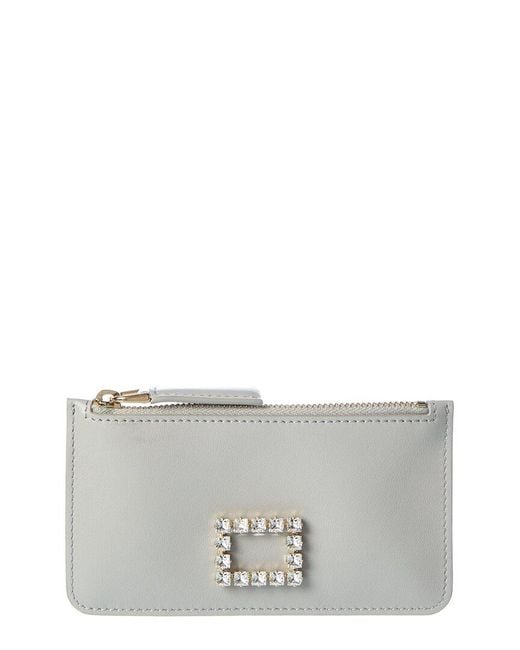 Roger Vivier Gray Leather Card Case