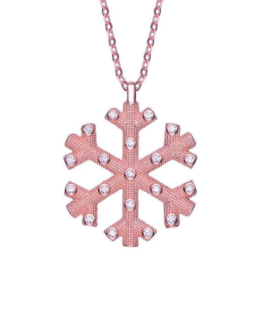 Genevive Jewelry Pink 18k Rose Gold Plated Cz Christmas Necklace