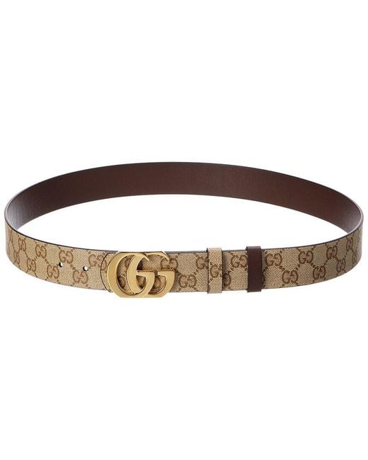 Gucci Brown Reversible Gg Coated Canvas & Leather Belt for men