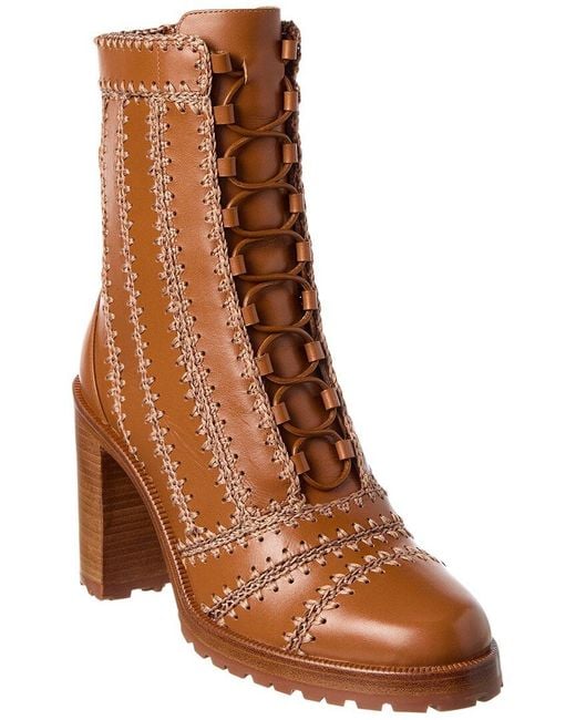Alexandre Birman Brown Regina Block 90 Leather Combat Boot