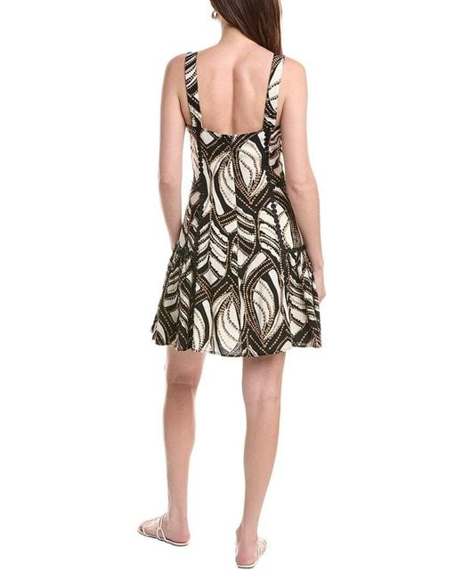 Ellen Tracy White Dotted Lace Trim Linen-Blend Dress