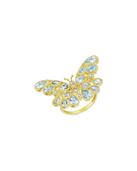 Nina Zhou Jewelry Metallic 14K 3.45 Ct. Tw. Diamond & Aquamarine Cocktail Ring