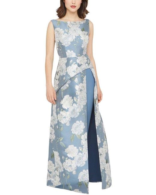 Kay Unger Blue Grania Walk Thru Jumpsuit