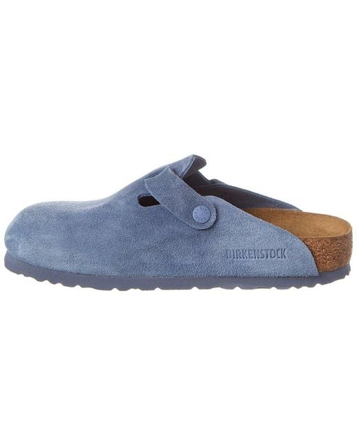 Birkenstock Blue Boston Suede Soft Footbed Clog