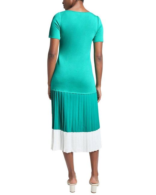 Ming Wang Blue Midi Drop-Waist Dress