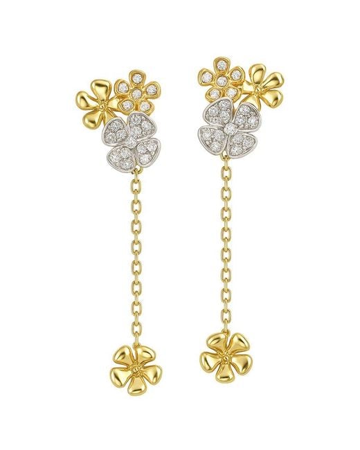Jewels by Viomo Metallic 14K 0.70 Ct. Tw. Diamond Two Tone Flower Drop Earrings