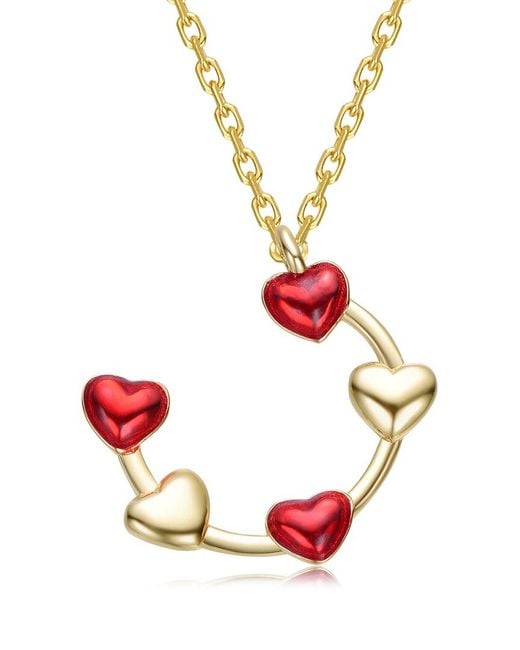 Rachel Glauber Red 14K Plated Heart Pendant