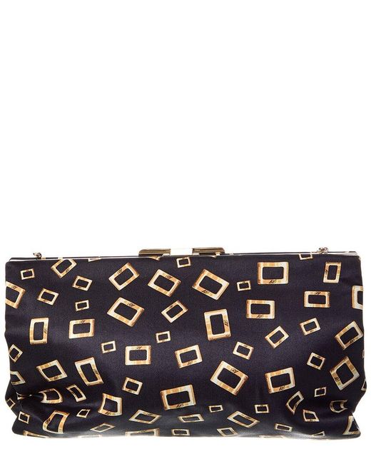 Roger Vivier Black Folder Satin Clutch