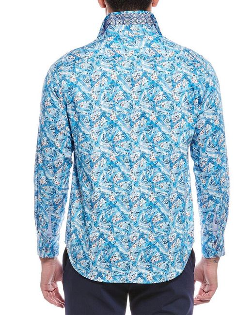 Robert Graham Blue Marston Classic Fit Woven Shirt for men