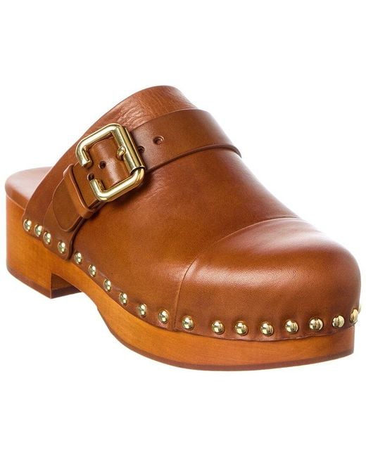 Chloé Brown Jeannette Leather Clog