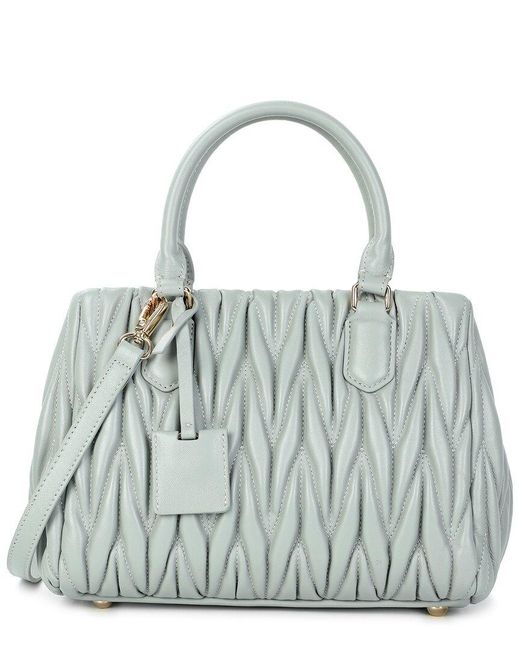 Tiffany & Fred Paris Metallic Quilted Lambskin Leather Satchel