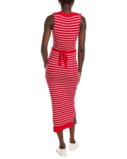Marion Red V-Neck Stripe Bodycon Dress