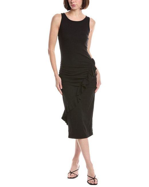Michael Stars Black Shira Ruffle Midi Dress