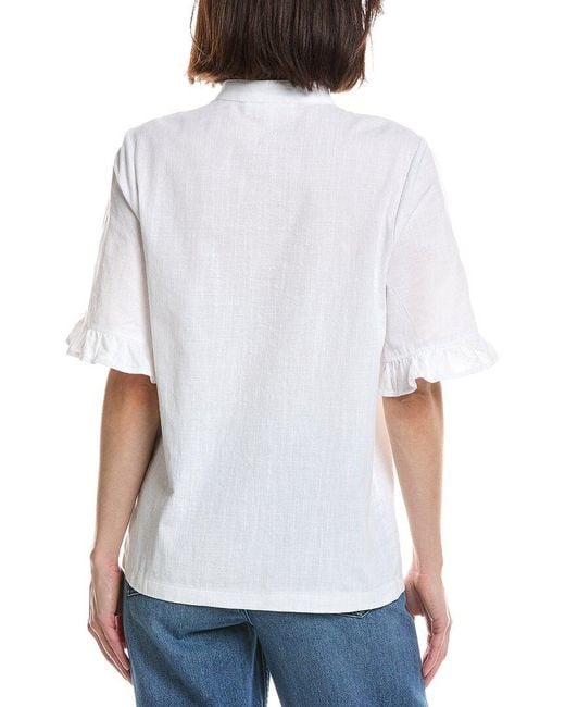 HL Affair White Ruffle Sleeve Shirt