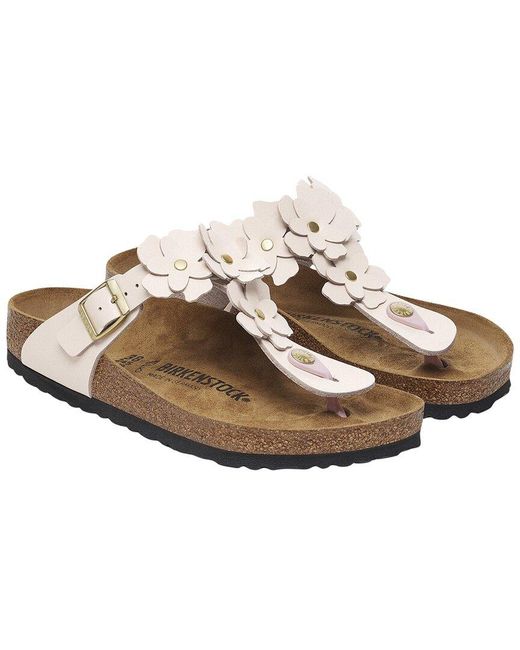 Birkenstock Brown Gizeh Flowers Leather Thong Sandal