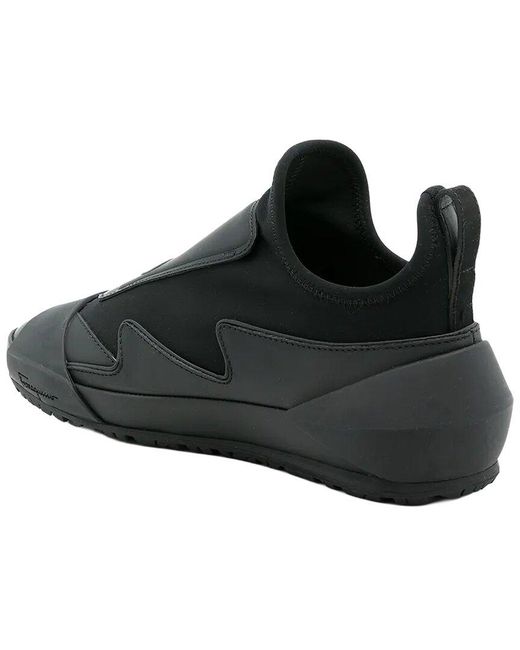 Ferragamo Black Sock Leather Sneaker