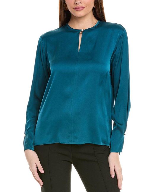 Boss Blue Binalea Silk-Blend Blouse