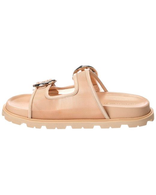 Stuart Weitzman Pink Benni Mesh & Leather Sport Slide