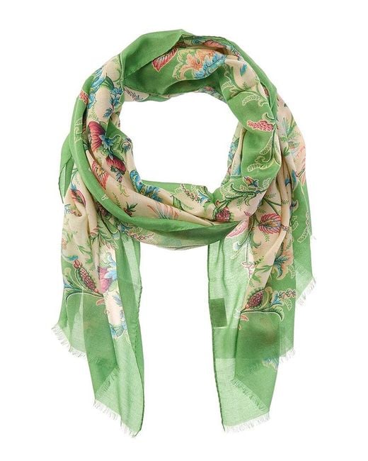 Etro Green Silk-Blend Scarf