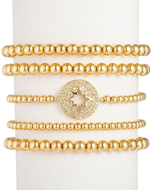 Eye Candy LA Metallic 18k Plated Cz Crystal Northstar Stretch Bracelet