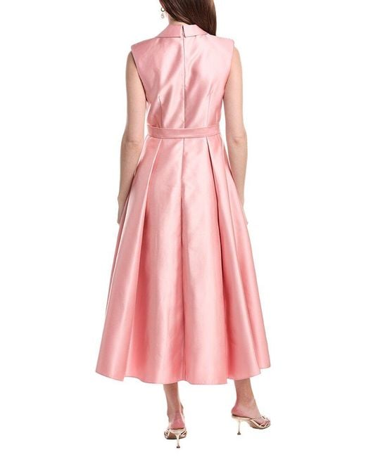 Adrianna Papell Pink Lapel Mikado Midi Dress