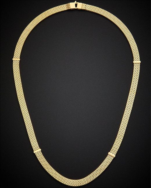 Italian Gold Black 14K 5.8Mm Double Row Chevron Fancy Link Necklace