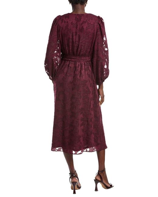 Anne Klein Red Floral Clip Midi Dress