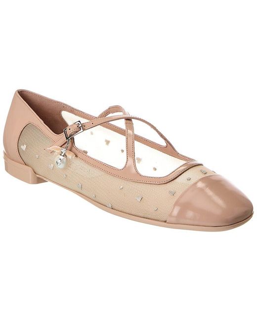 Jimmy Choo Pink Eleri Mesh & Leather Ballerina Flat