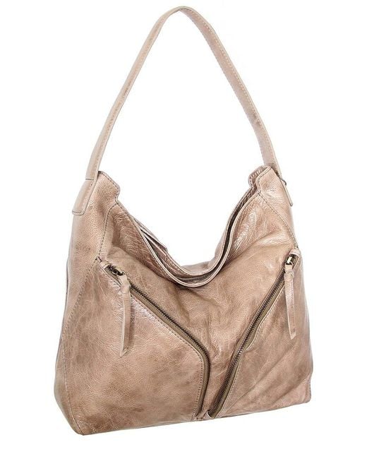 Nino Bossi Natural Emily Hand-Dyed Vintage Leather Hobo Bag