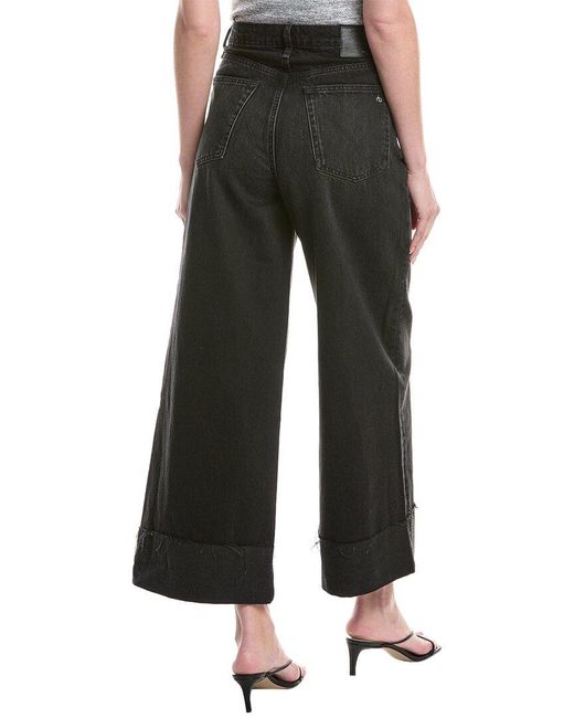 Rag & Bone Black Sophie High-Rise Ankle Blair Wide-Leg Jean