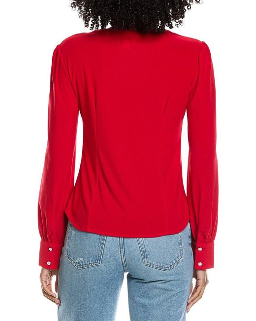 Cece V-Neck Button Down Shirred Blouse