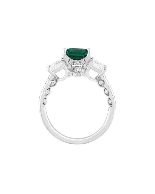 Brilliant Bloom Green 14K 3.15 Ct. Tw. Lab-Grown Diamond & Emerald Bridal Ring