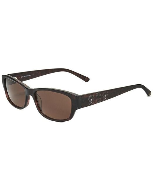Anna Sui Brown Rectangular Black Smoke Sunglasses