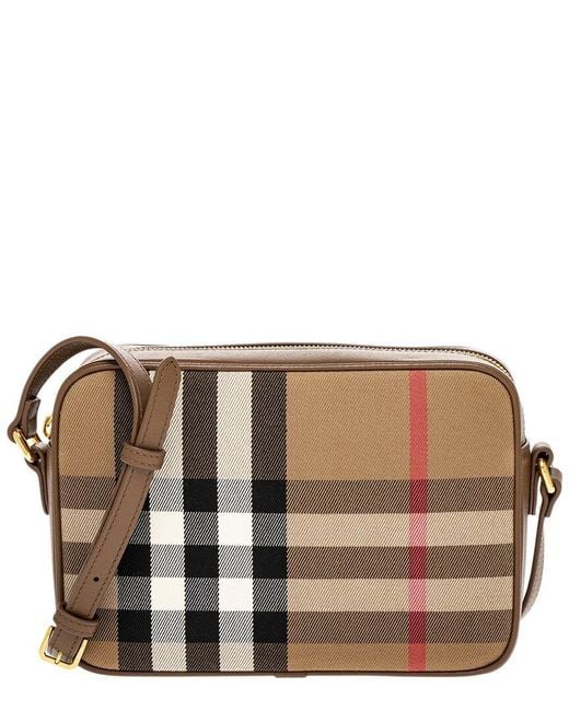 Burberry Brown Check Canvas & Leather Camera Bag