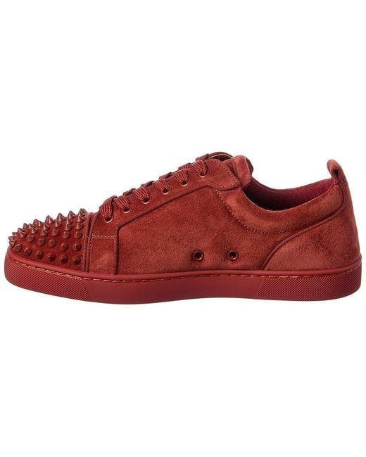 Christian Louboutin Red Louis Junior Spikes Suede Sneaker for men