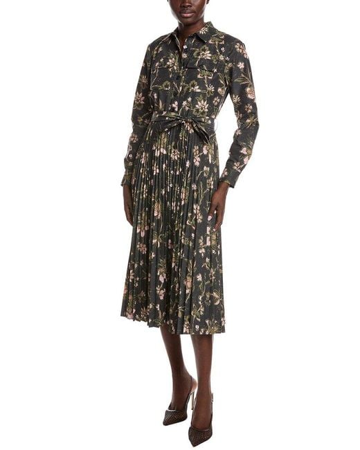 10 Crosby Derek Lam Black Kenza Pleated Midi Dress