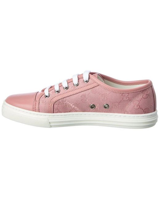 Gucci GG Canvas & Leather Sneaker in Pink | Lyst