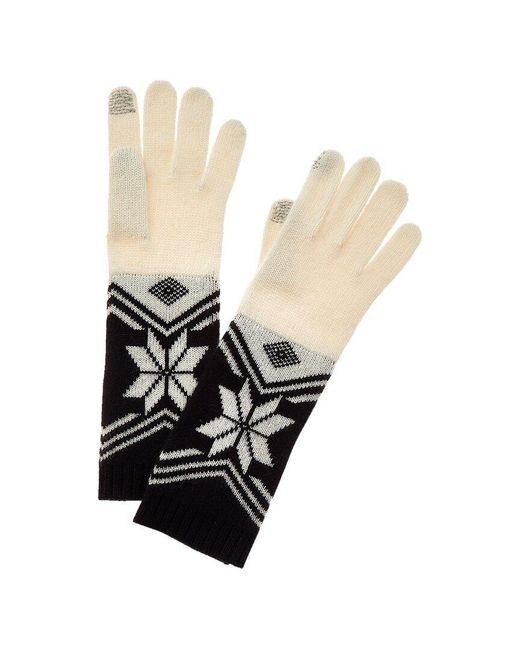 Hannah Rose White Snowflake Fair Isle Cashmere Gloves