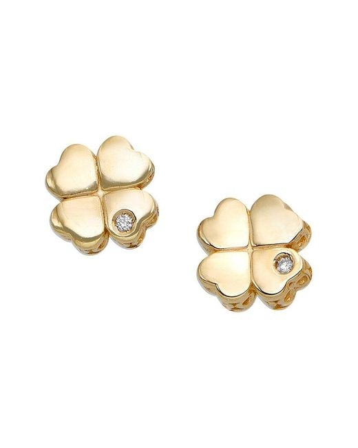 Italian Gold Metallic 14k 0.01 Ct. Tw. Diamond Clover Studs