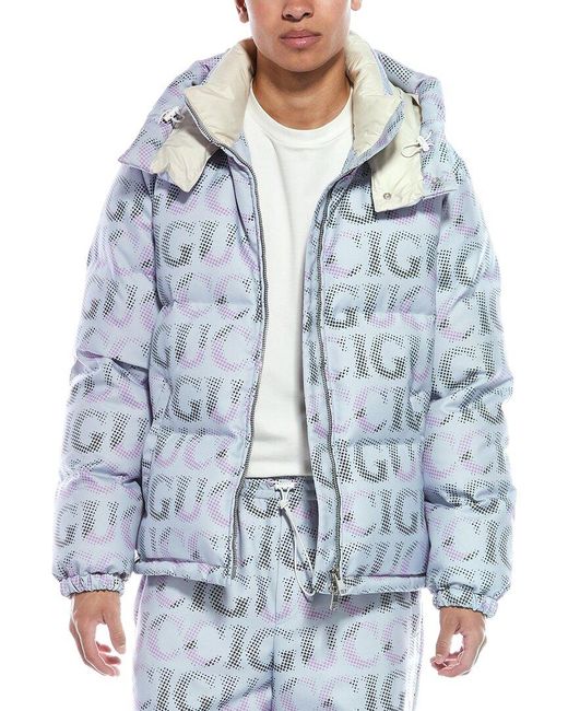 Gucci Blue All Over Logo Down Puffer Jacket for men