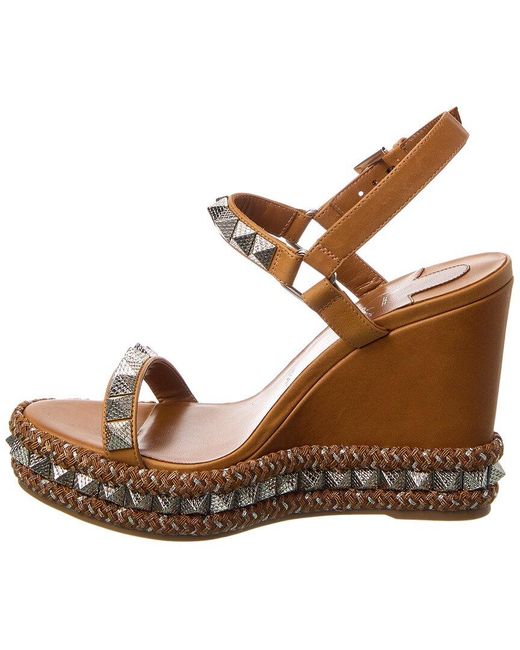 Christian Louboutin Brown Pyraclou 110 Leather Wedge Sandal