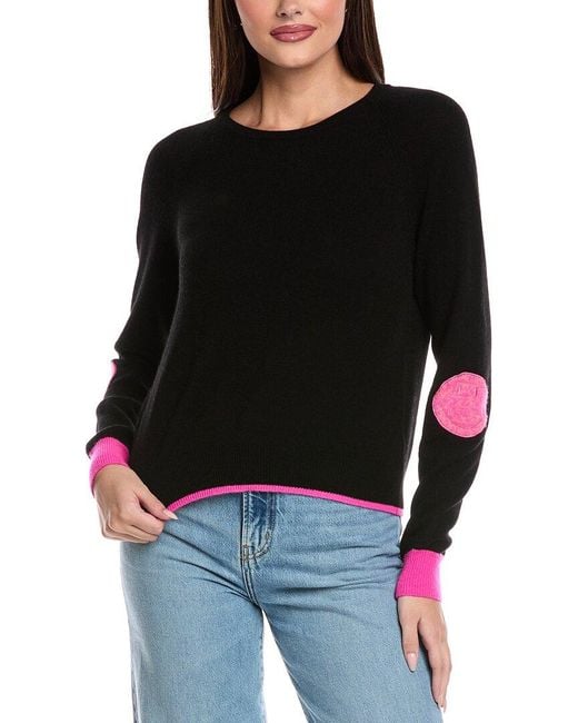 Brodie Cashmere Black Twist Smiley Patch Cashmere Sweater